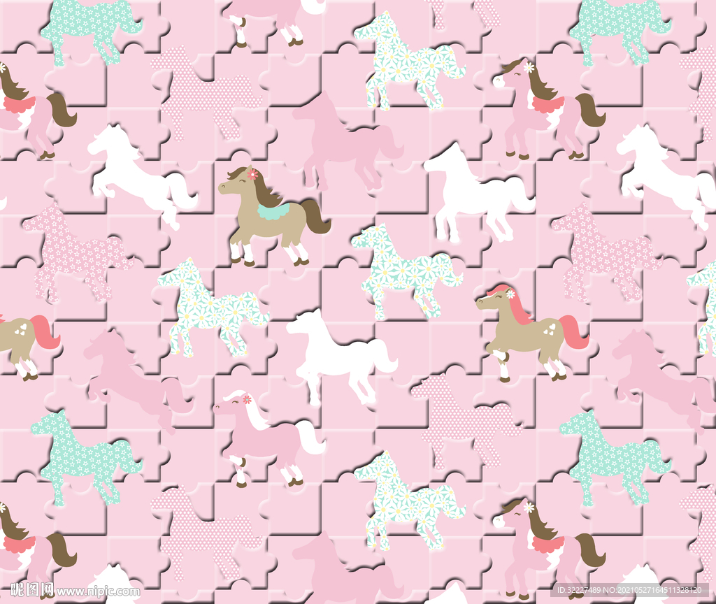 卡通拼块几何马