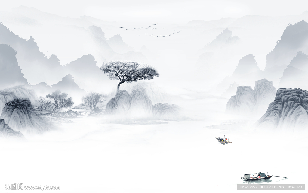 中式 风景最新山水 TIF分层