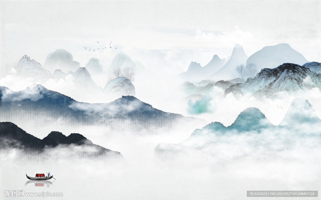 大气山水画无框画 TIF分层