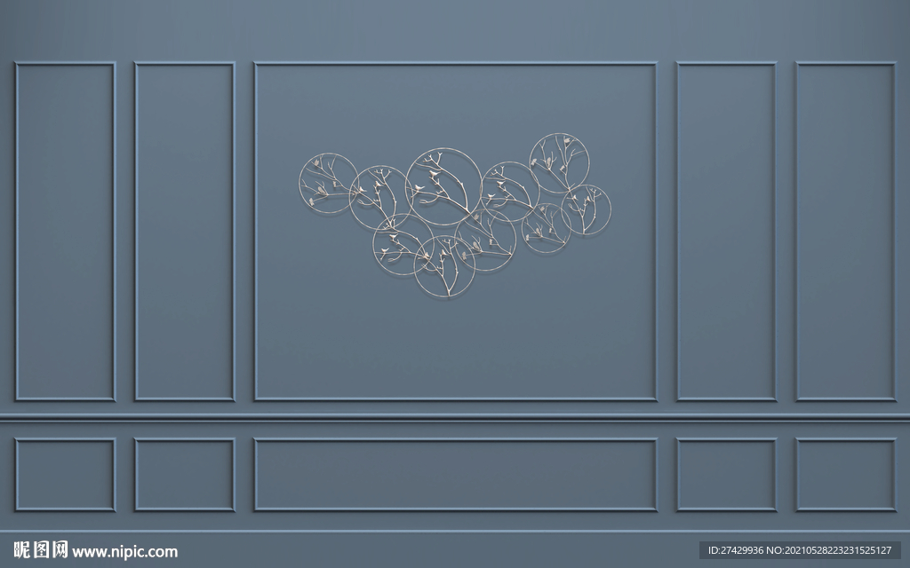 树枝简欧新式边框护墙背景墙壁画