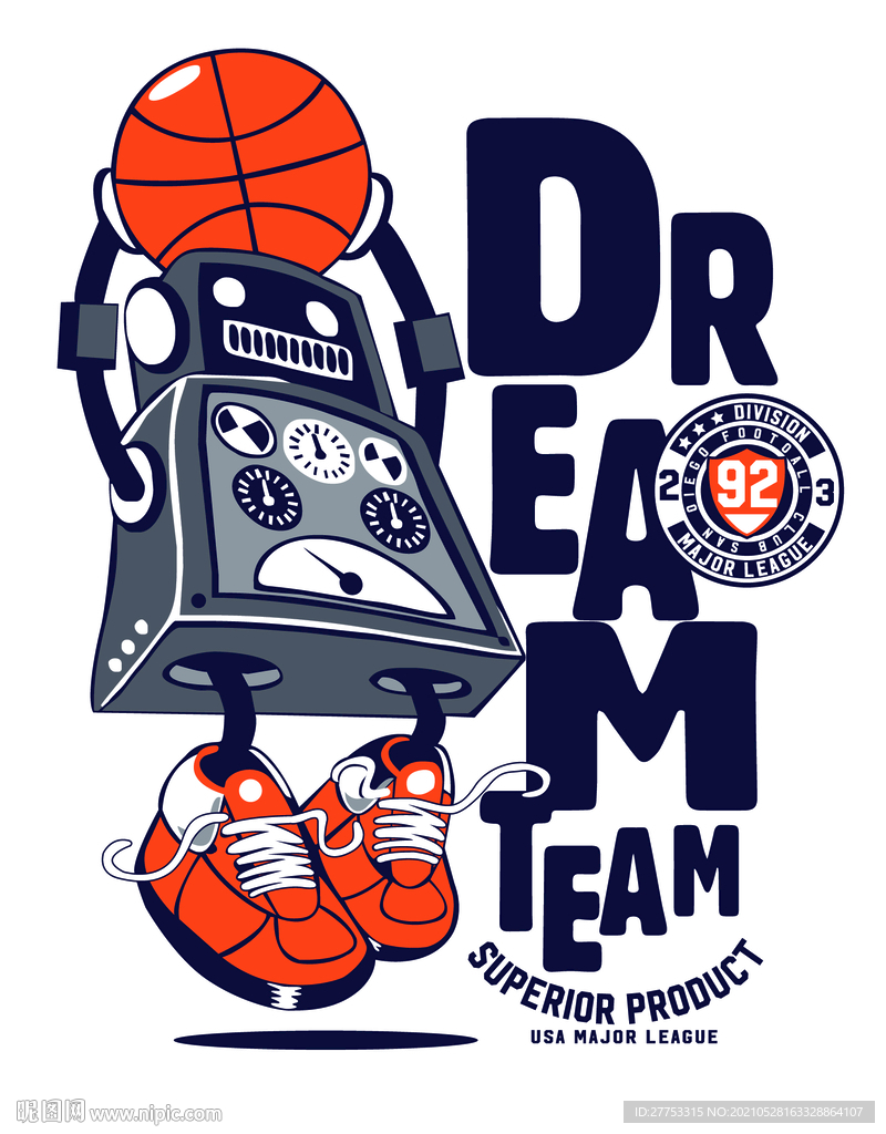 机器人篮球 印花