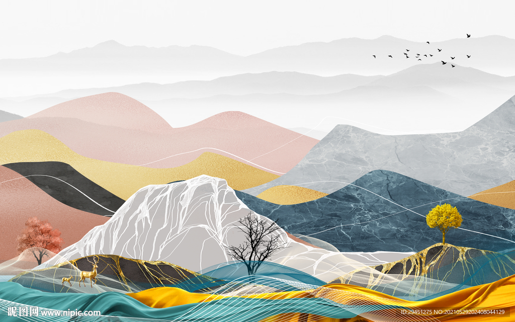 高清 客厅新无框画 tif分层