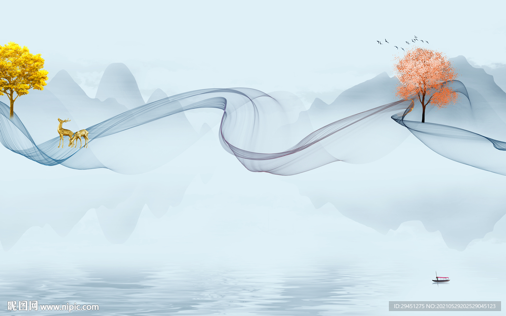 线条客厅新无框画 tif分层