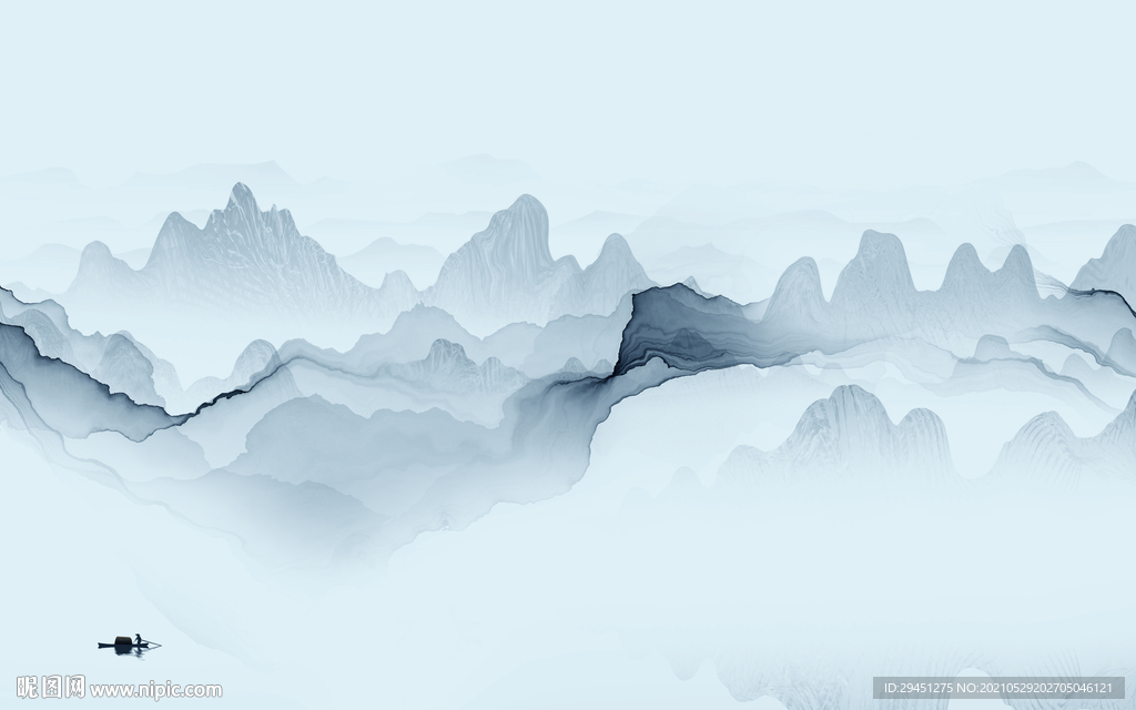 新中式客厅新无框画 tif分层