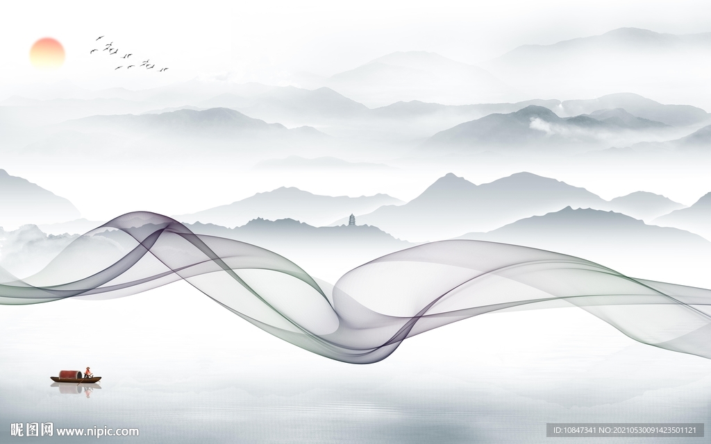 大气新山水无框画 tif分层