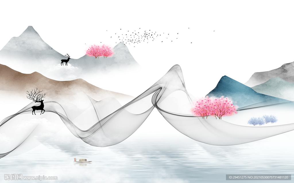 现代客厅新无框画 tif分层