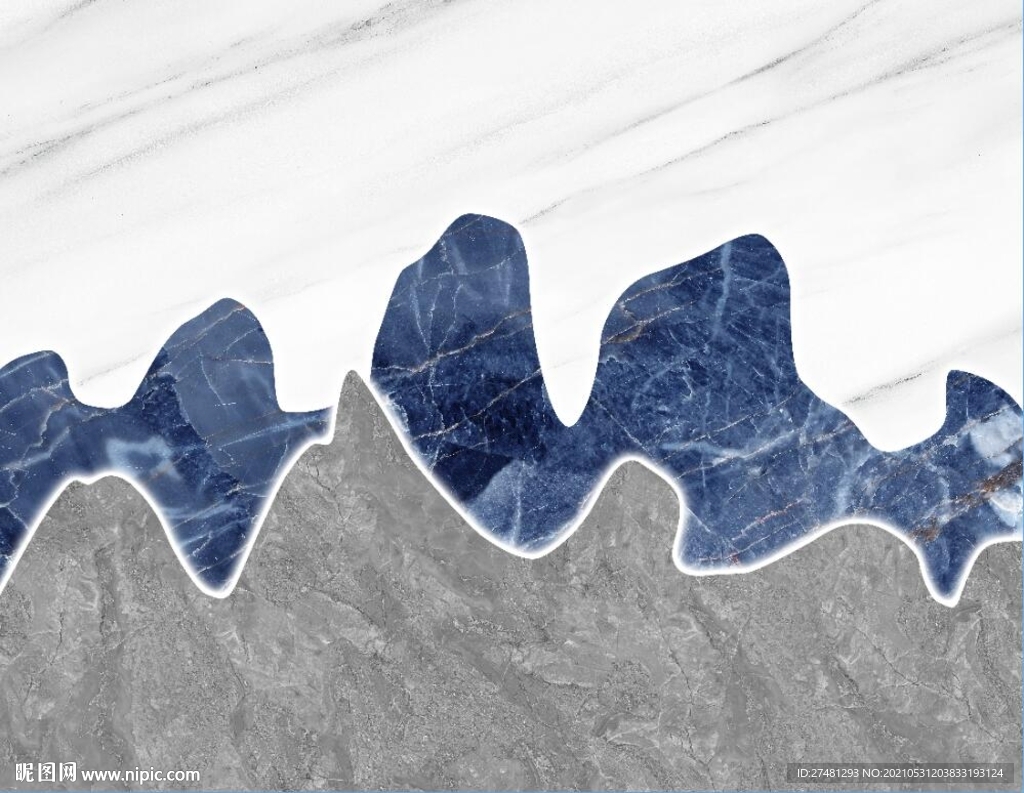 轻奢风大理石抽象水墨山水画