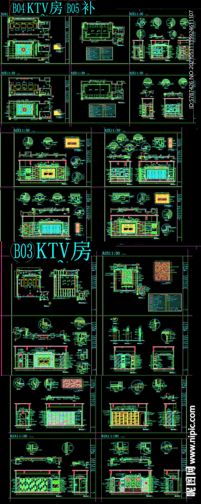 KTV房间背景墙图纸