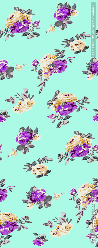 数码 印花 花卉  玫瑰花 