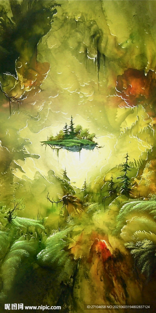 抽象油画森林玄关