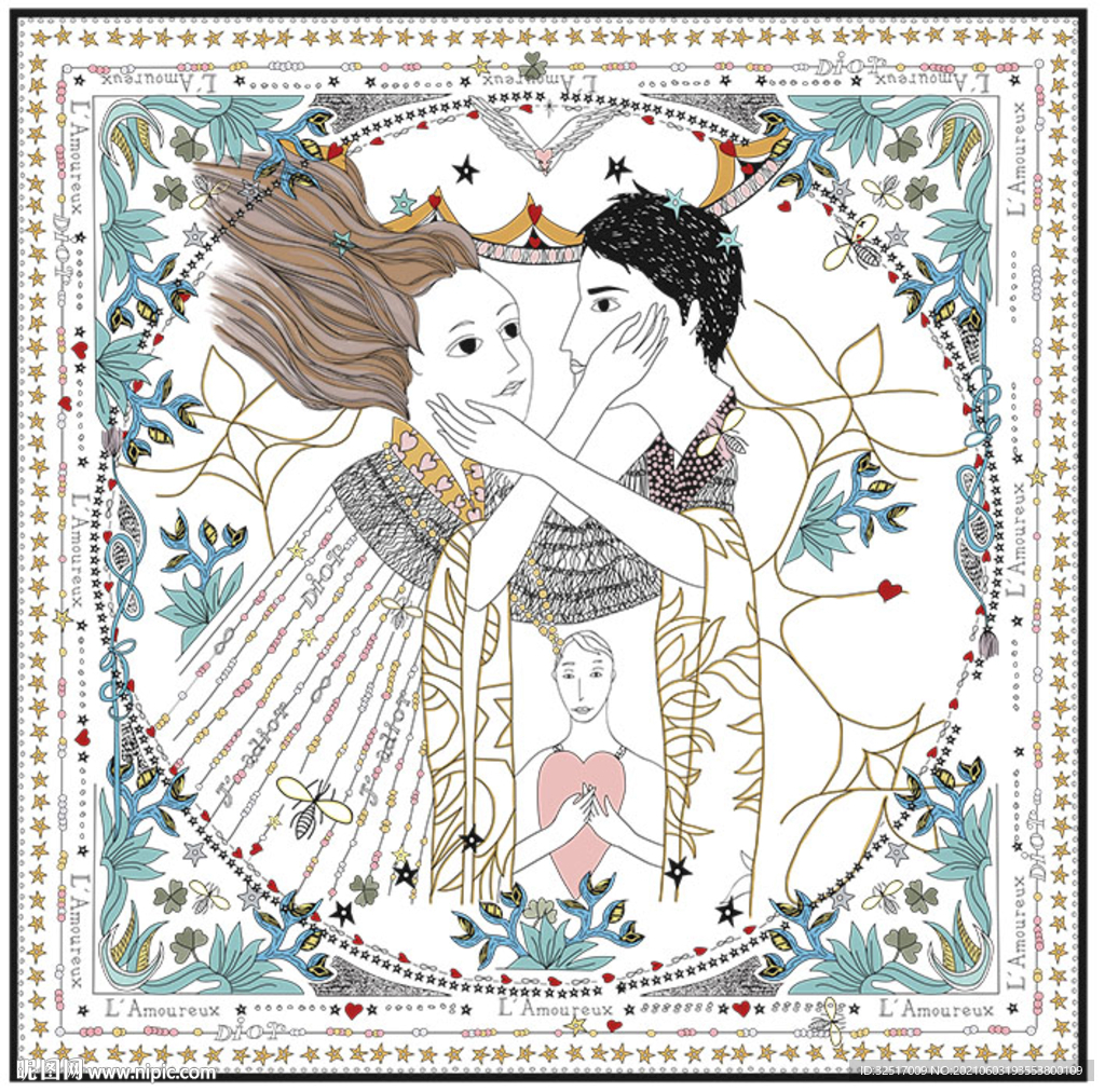 大牌方巾 数码印花