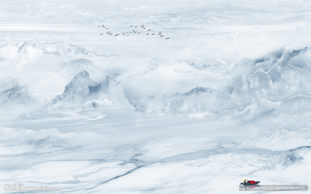 现代 新款中式山水 tif分层