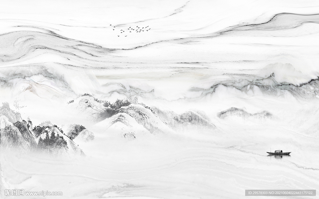 意境新款中式山水 tif分层