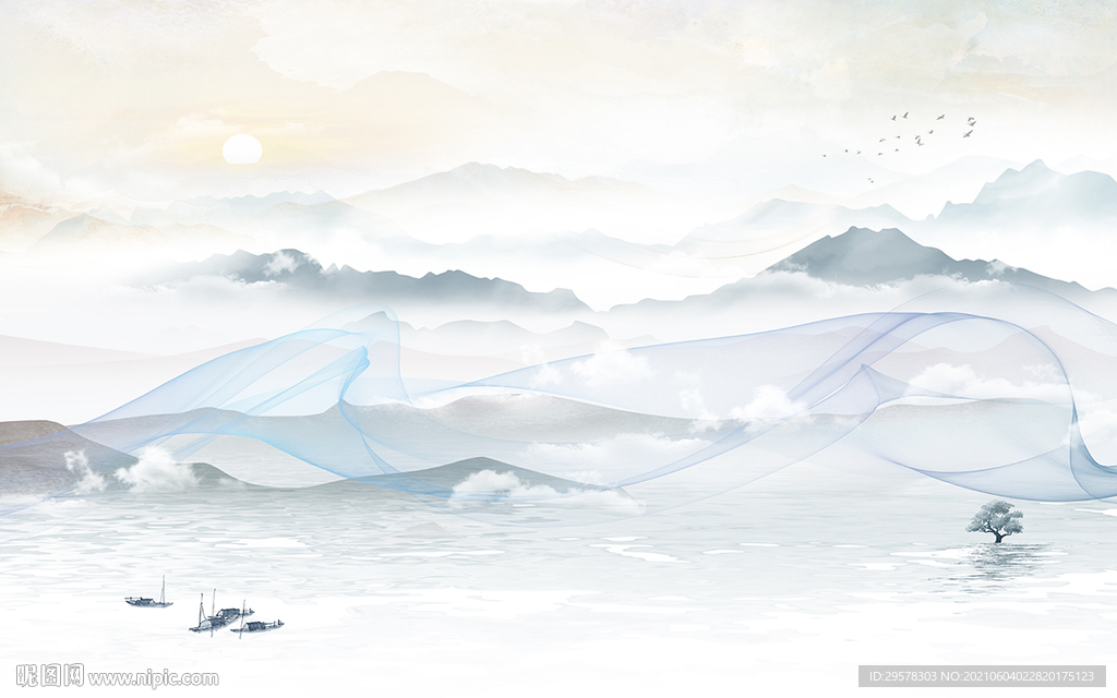 人气新款中式山水 tif分层