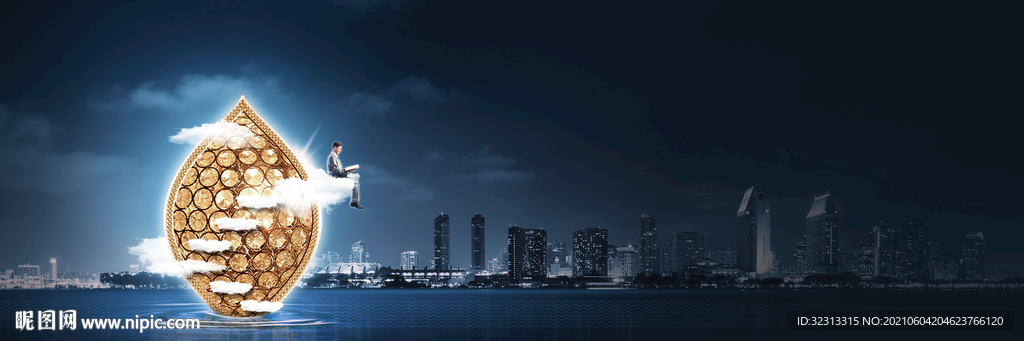 湖景城市户外画面