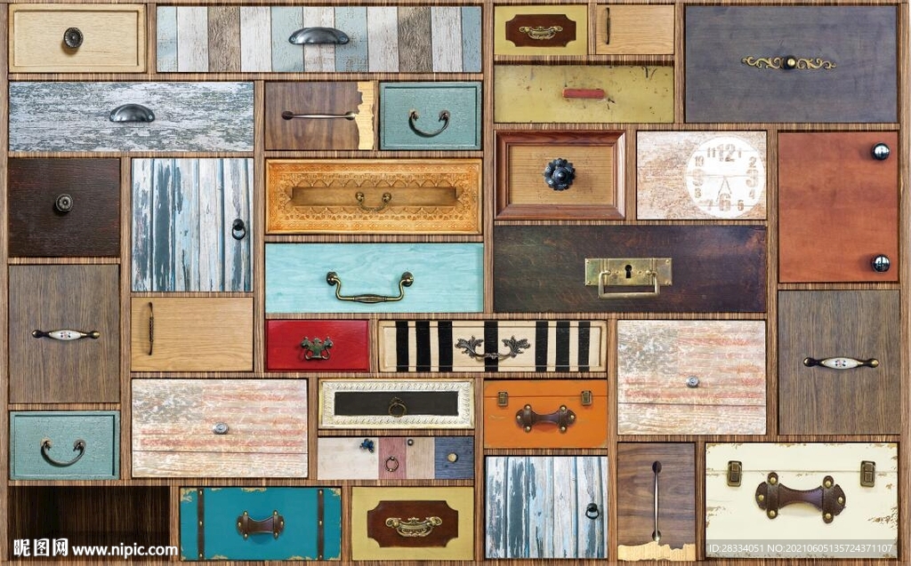 复古格子柜子老抽屉餐饮酒吧背景