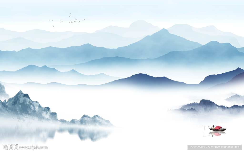 意境爆款山水墙画 TIF分层