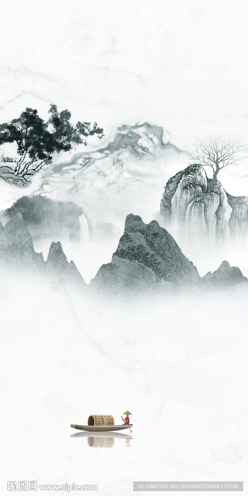 简约山水唯美玄关 TIF分层