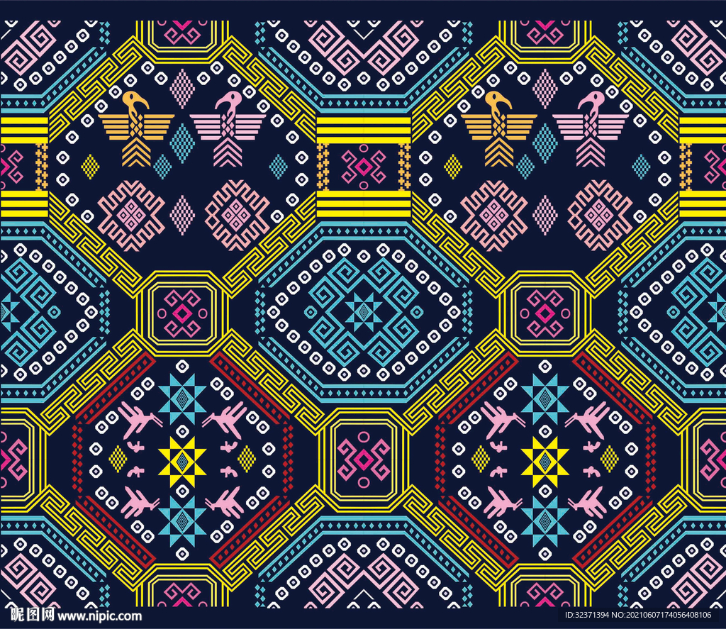 广西壮族织锦刺绣纹样