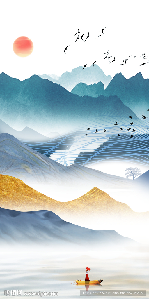 中式唯美玄关山水 TIF分层