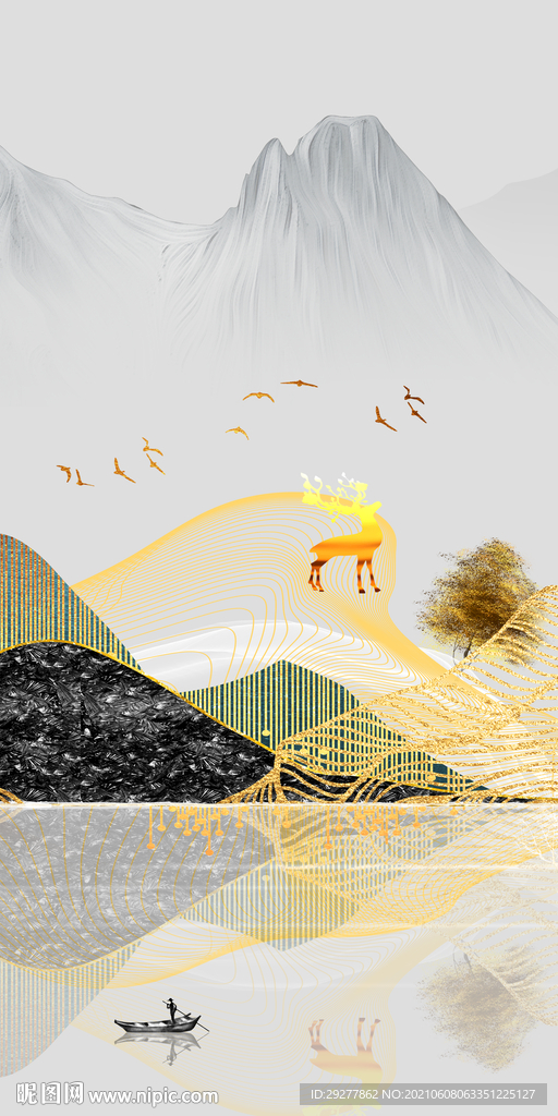 现代 唯美玄关山水 TIF分层