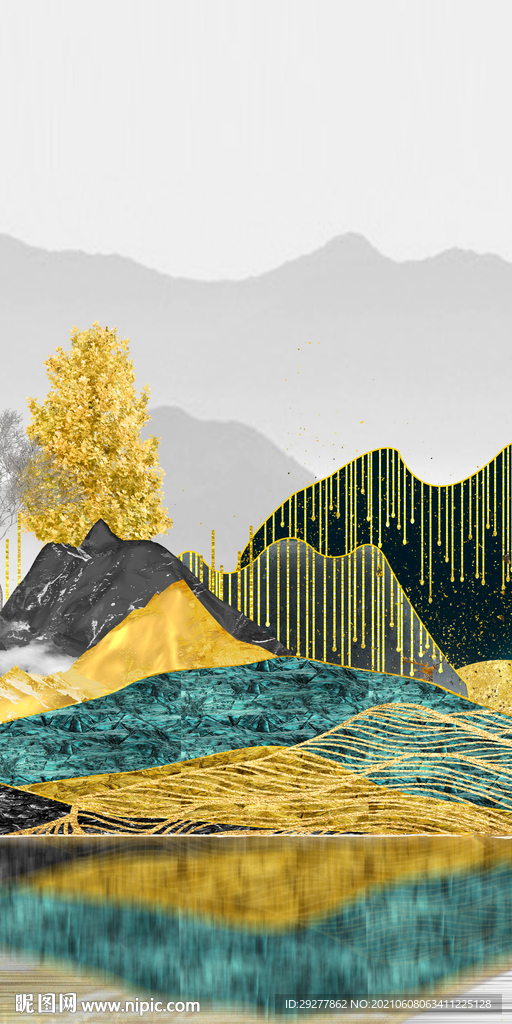 最新山水玄关画 TIF分层图