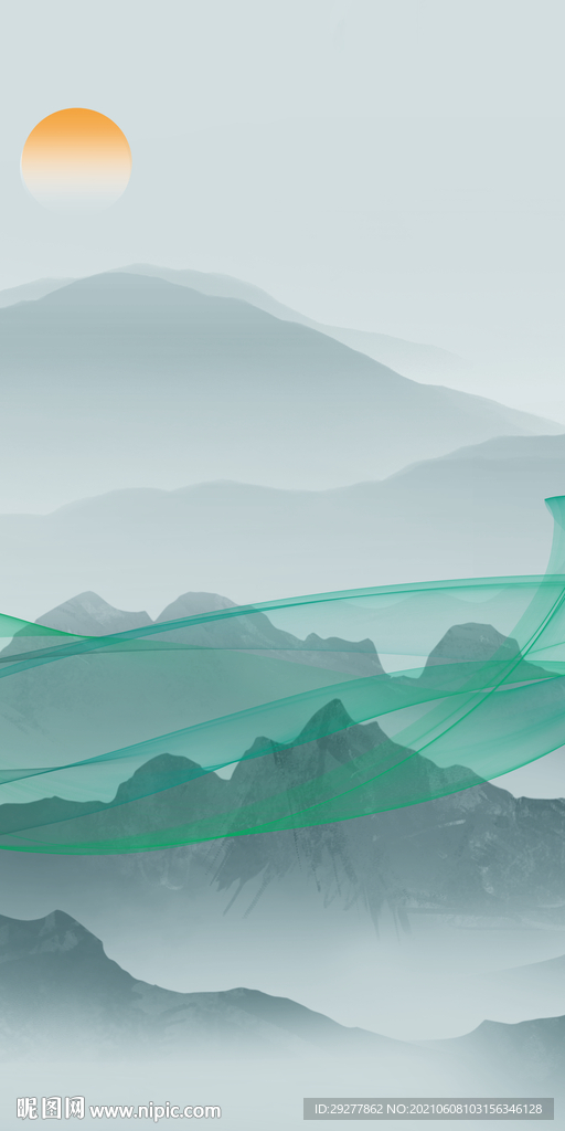 最新玄关山水 分层TIF文件