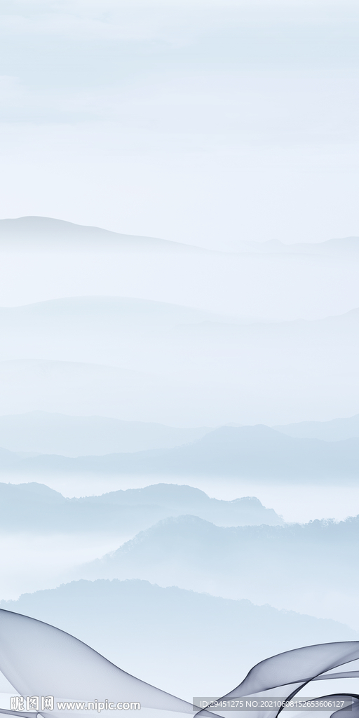 高端玄关唯美山水 TIF分层