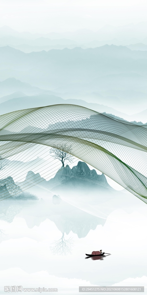 中国风新品山水 分层TIF文件