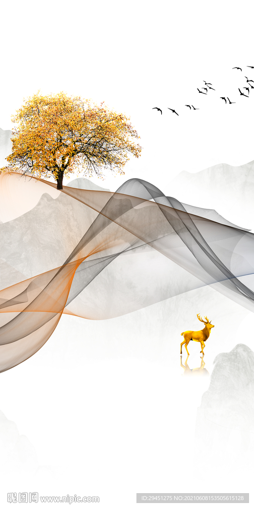 最新玄关唯美山水 TIF分层