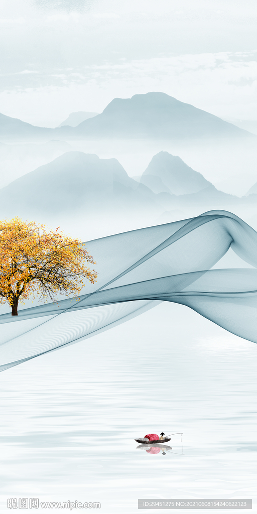 高档 玄关唯美山水 TIF分层