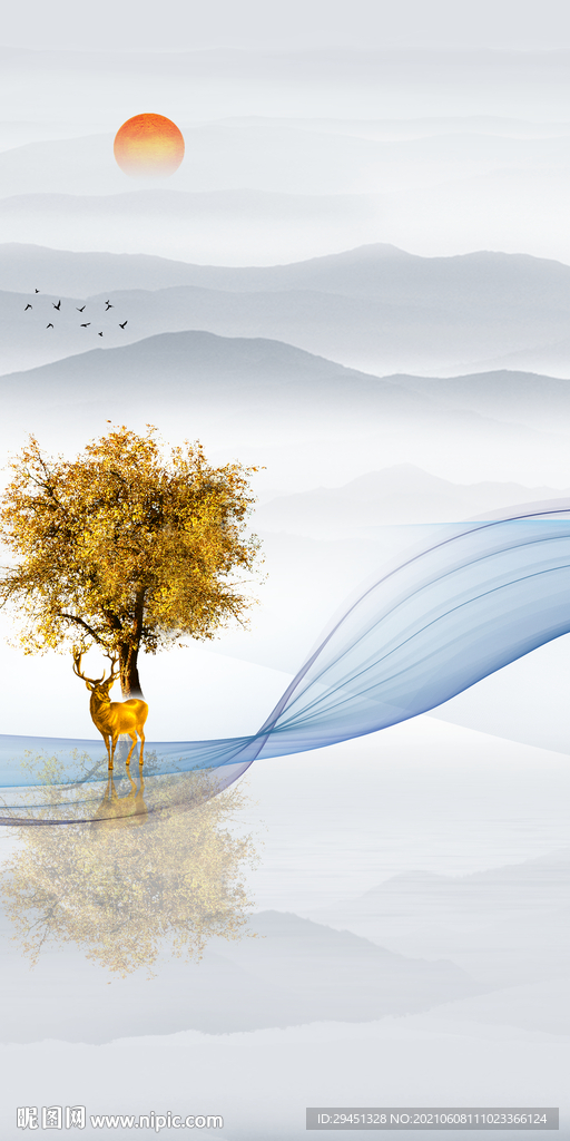 最新山水新玄关 TIF分层画