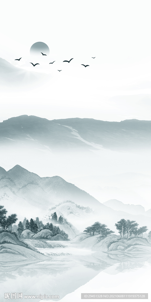 新款山水简约玄关 TIF分层