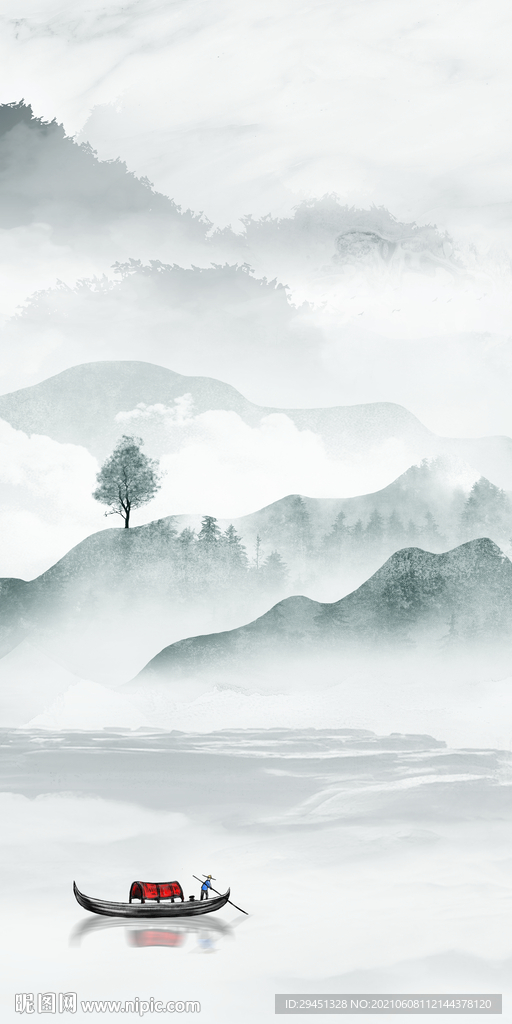 别墅山水简约玄关 TIF分层