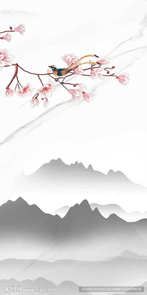 花鸟山水新玄关 TIF分层画