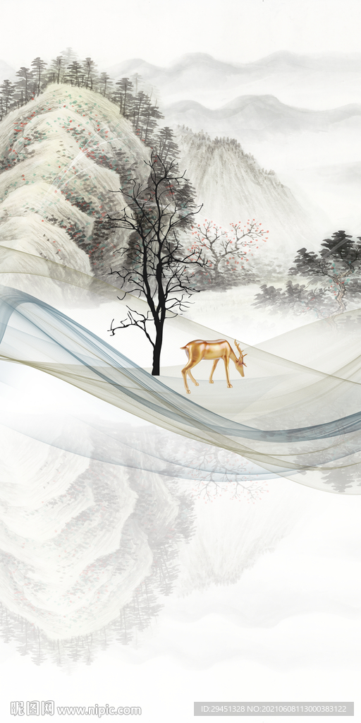 高档山水简约玄关 TIF分层