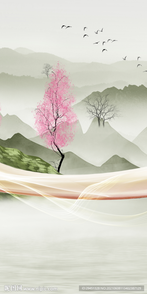 中式山水简约玄关 TIF分层