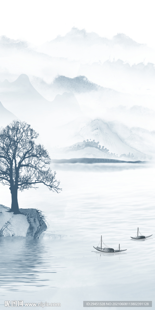 新中式山水简约玄关 TIF分层