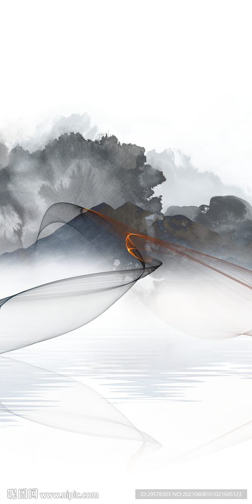 中国 简约现代山水 文件分层 