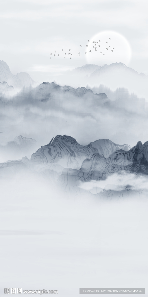 最新 简约现代山水 文件分层 