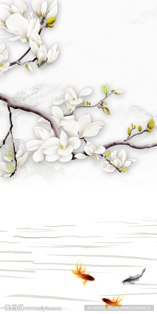 鱼戏 中式唯美山水 TIF分层