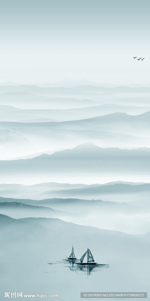 别墅中式唯美山水 TIF分层