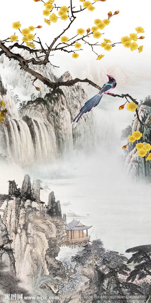 花鸟中式唯美山水 TIF分层