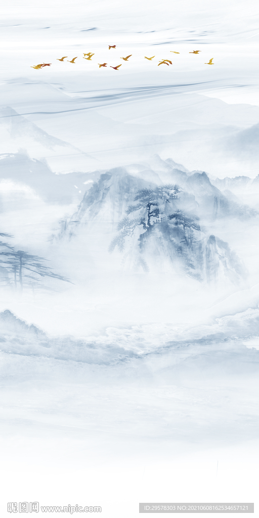 新品玄关背景山水 tif分层