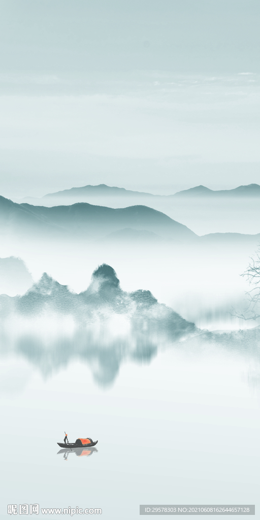 最新中式唯美山水 TIF分层