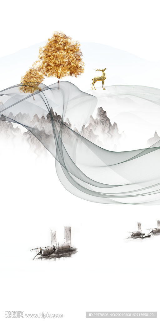 爆款中式唯美山水 TIF分层