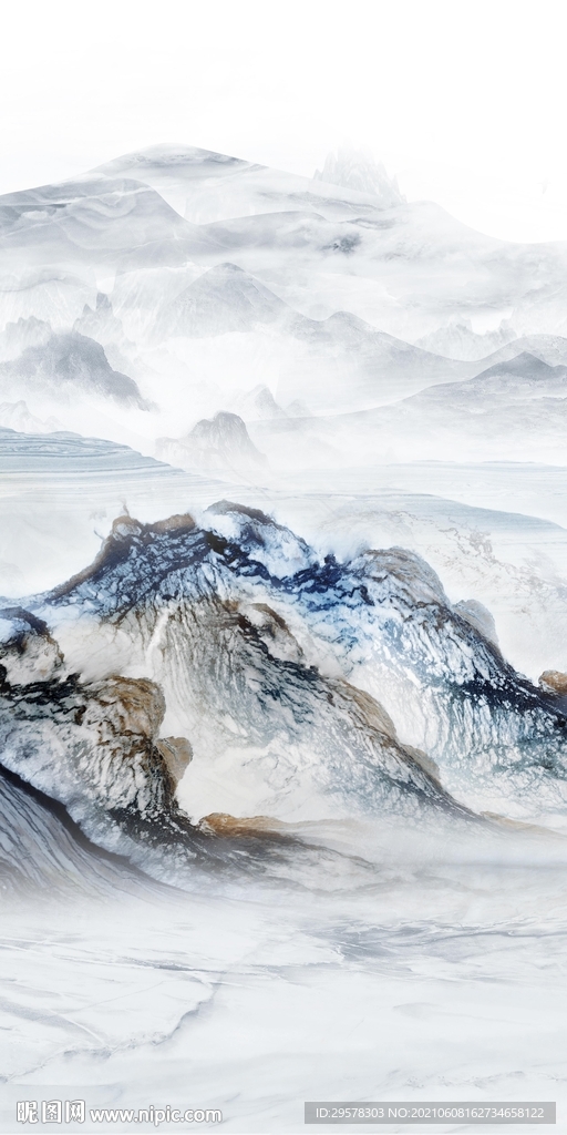 新中式简约现代山水 文件分层 