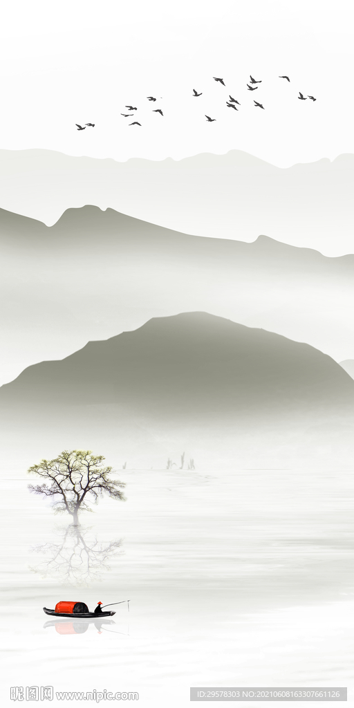 新款中式唯美山水 TIF分层