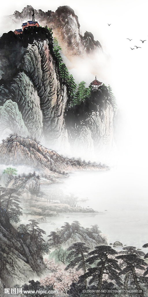 国画 大气玄关框画 tif分层