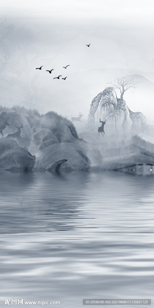 中国风大气玄关框画 tif分层